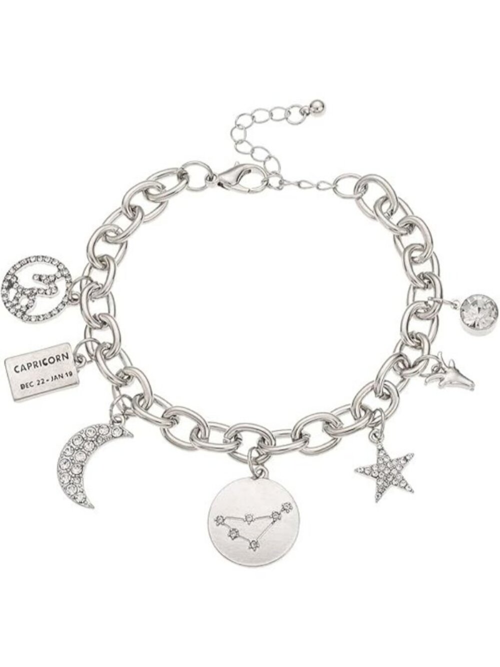 Silver Plated - Capricorn Zodiac Symbol Constellation Star Chain Bracelet